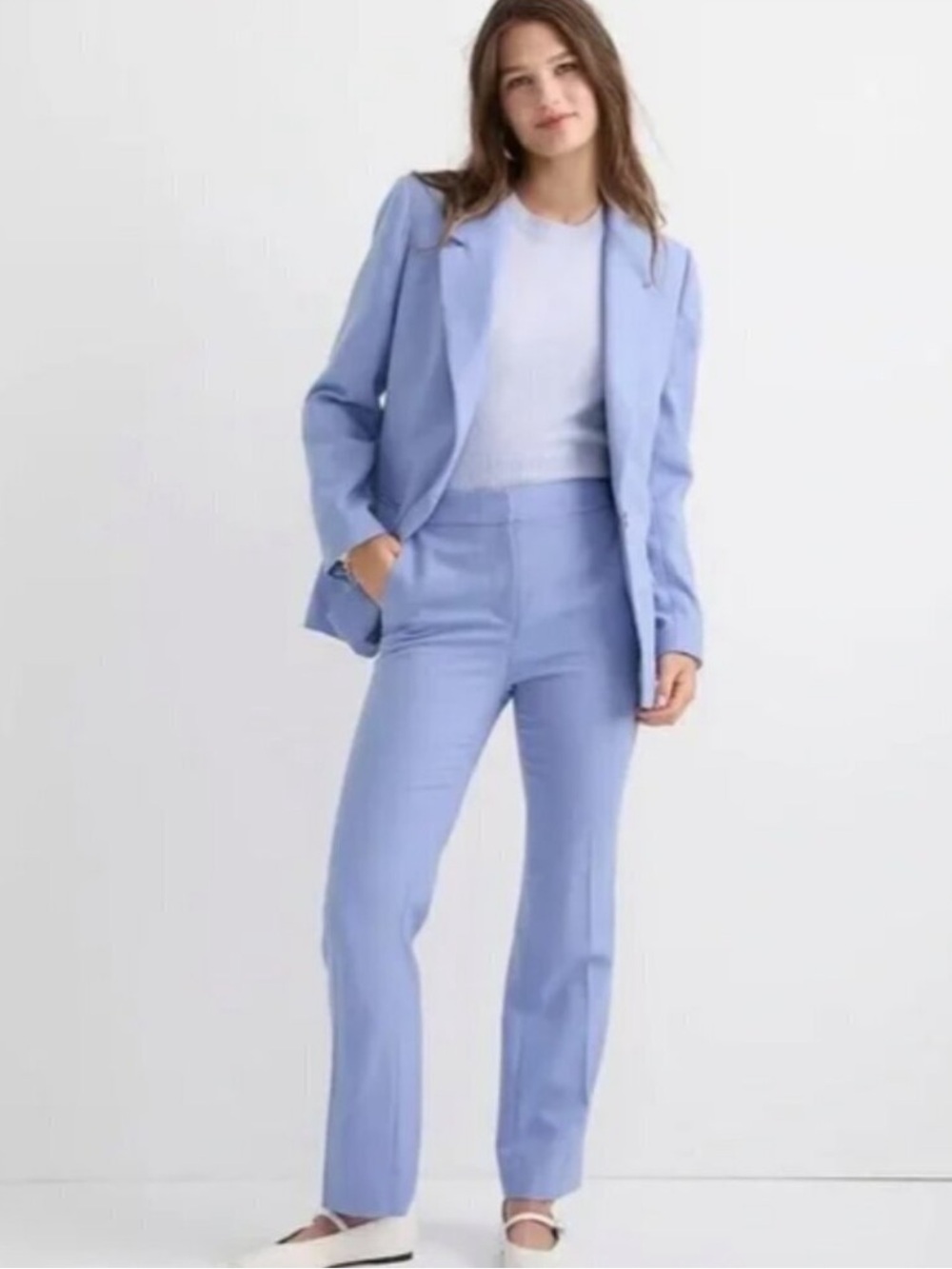 J. Crew Willa Italian Wool Blend Blue Crop Pants Size 14